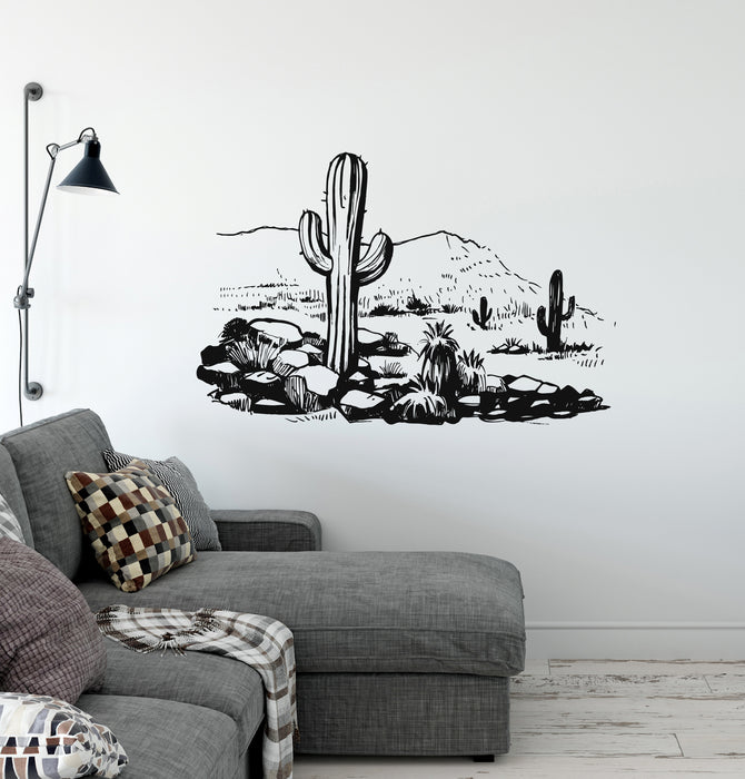 Vinyl Wall Decal Desert Cactus Cactuses Mountain Landscape Stickers Mural (ig6335)