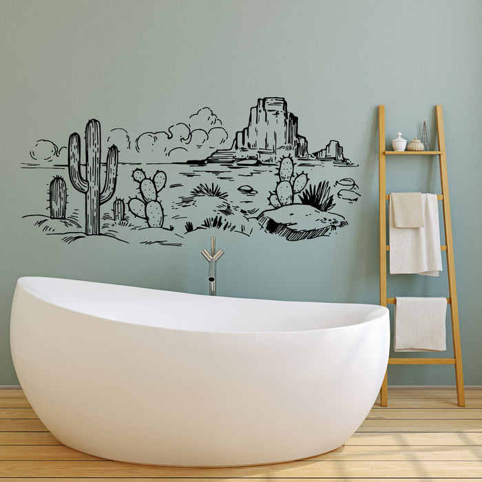 Vinyl Wall Decal Desert America With Cactus Landscape Sketch Decor Stickers Mural (g7291)