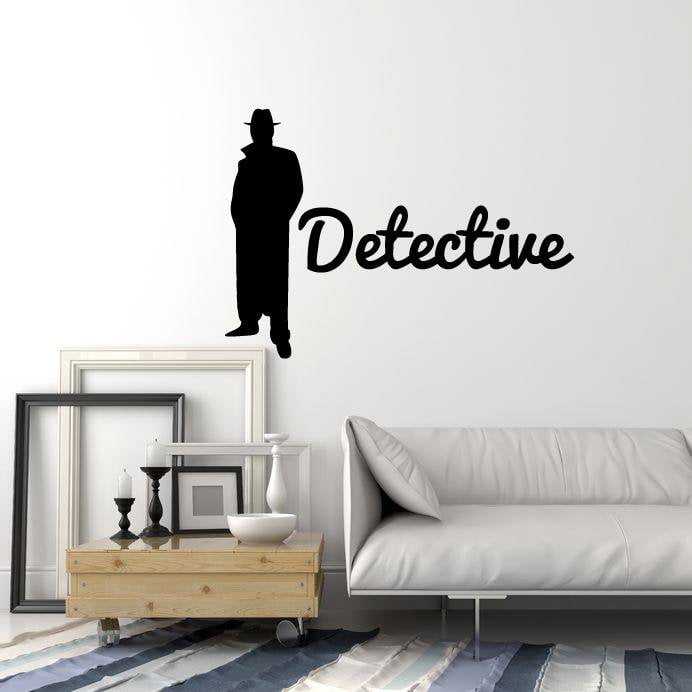 Виниловая наклейка на стену Детективное агентство Силуэт Человек Агент Шпион Наклейки Фреска (ig5488)