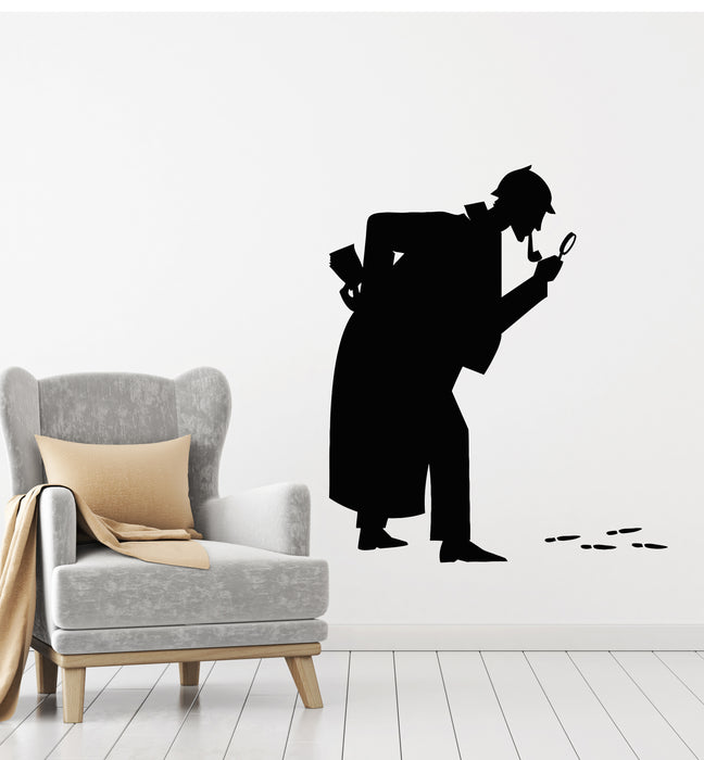 Vinyl Wall Decal Detective Agency Sherlock Holmes Footprints Stickers Mural (g2612)