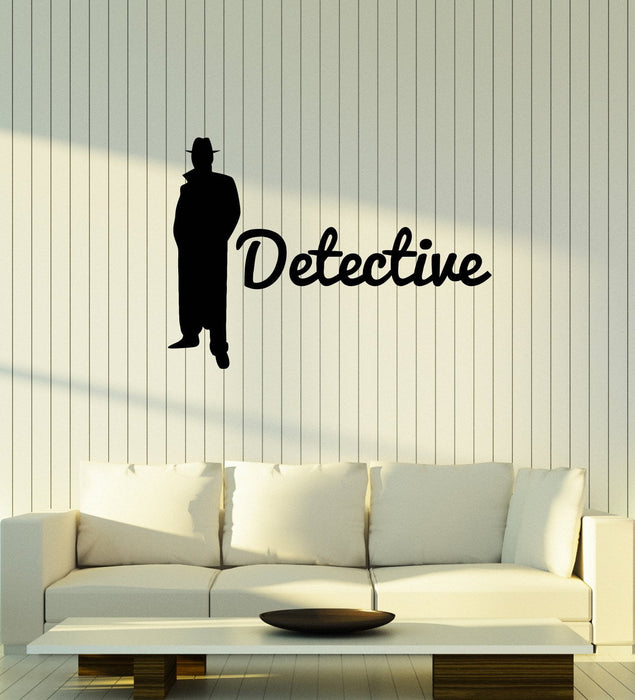 Виниловая наклейка на стену Детективное агентство Силуэт Человек Агент Шпион Наклейки Фреска (ig5488)
