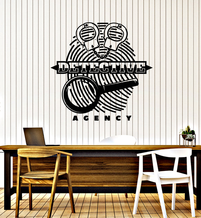 Vinyl Wall Decal Detective Inquiry Loupe Fingerprint Sleuth Stickers Mural (g3512)