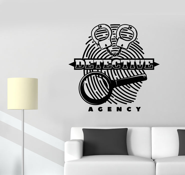 Vinyl Wall Decal Detective Inquiry Loupe Fingerprint Sleuth Stickers Mural (g3512)