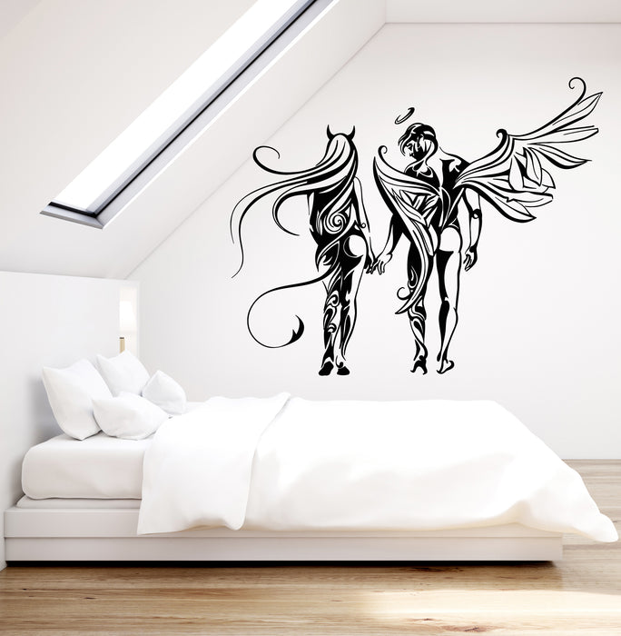 Vinyl Wall Decal Angel Man Woman Devil Bad Romance Bedroom Stickers Mural (g5549)