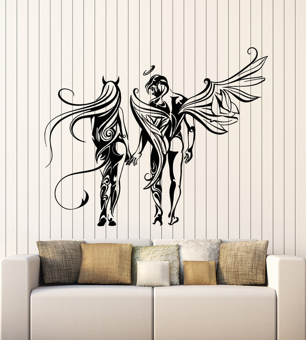 Vinyl Wall Decal Angel Man Woman Devil Bad Romance Bedroom Stickers Mural (g5549)