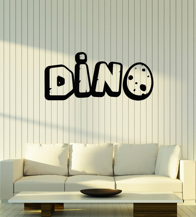 Vinyl Wall Decal Dino Lettering Dinosaur Egg Kids Nursery Room Art Stickers Mural (ig5527)
