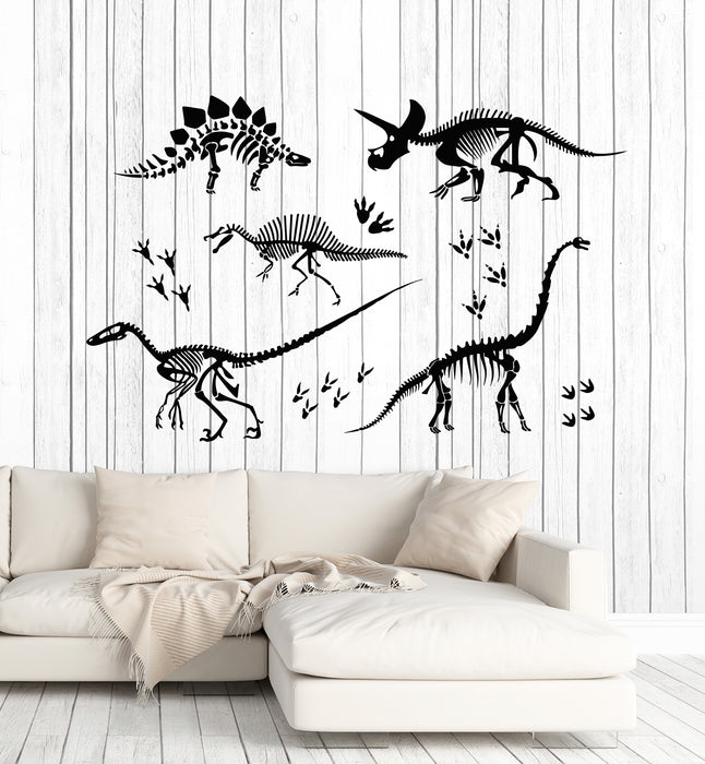 Vinyl Wall Decal Dinosaur Skeleton Dino Skull Bones Child Room Stickers Mural (g5039)