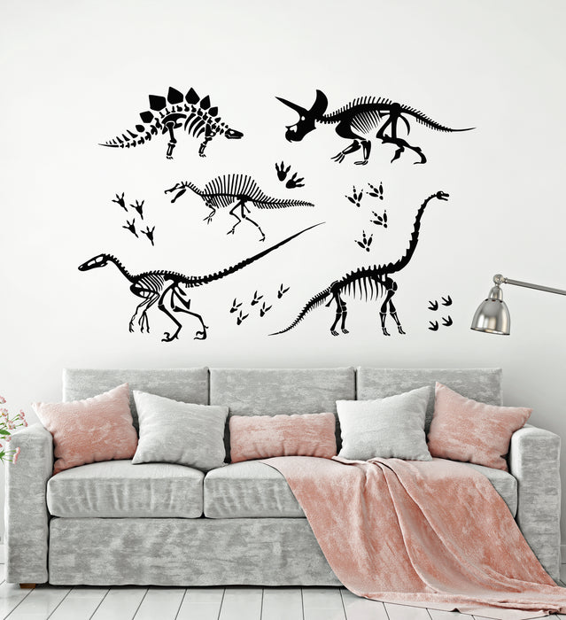 Vinyl Wall Decal Dinosaur Skeleton Dino Skull Bones Child Room Stickers Mural (g5039)