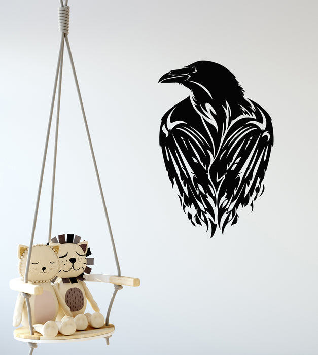 Vinyl Wall Decal Black Raven Big Bird Gothic Style Crow Interior Stickers Mural (g5688)