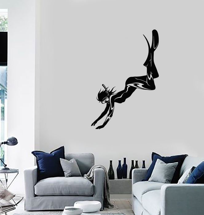 Vinyl Wall Decal Diver Girl Woman Scuba Underwater Diving Room Art Stickers Mural (ig5597)