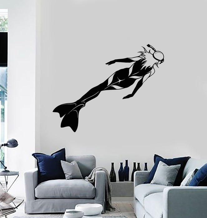 Vinyl Wall Decal Scuba Diving Underwater Diver Club Girl Woman Decor Art Stickers Mural (ig5598)