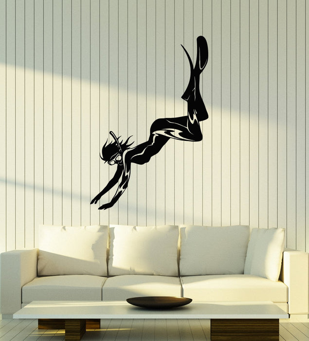 Vinyl Wall Decal Diver Girl Woman Scuba Underwater Diving Room Art Stickers Mural (ig5597)