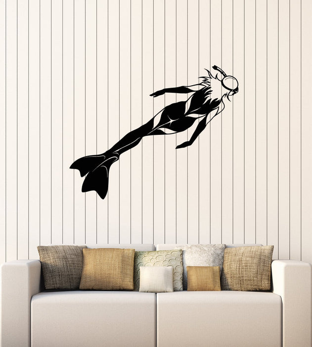 Vinyl Wall Decal Scuba Diving Underwater Diver Club Girl Woman Decor Art Stickers Mural (ig5598)