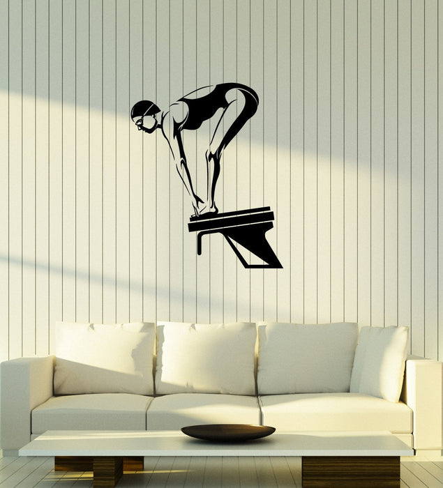 Vinyl Decal Swimmer Swimming Pool Wall Sticker Mural Sport Woman Unique Gift (g076)
