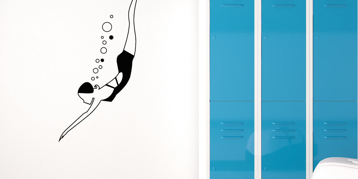 Vinyl Decal Wall Sticker Diver Swimmer Girl Decor for Pool Mural Uniqu ...