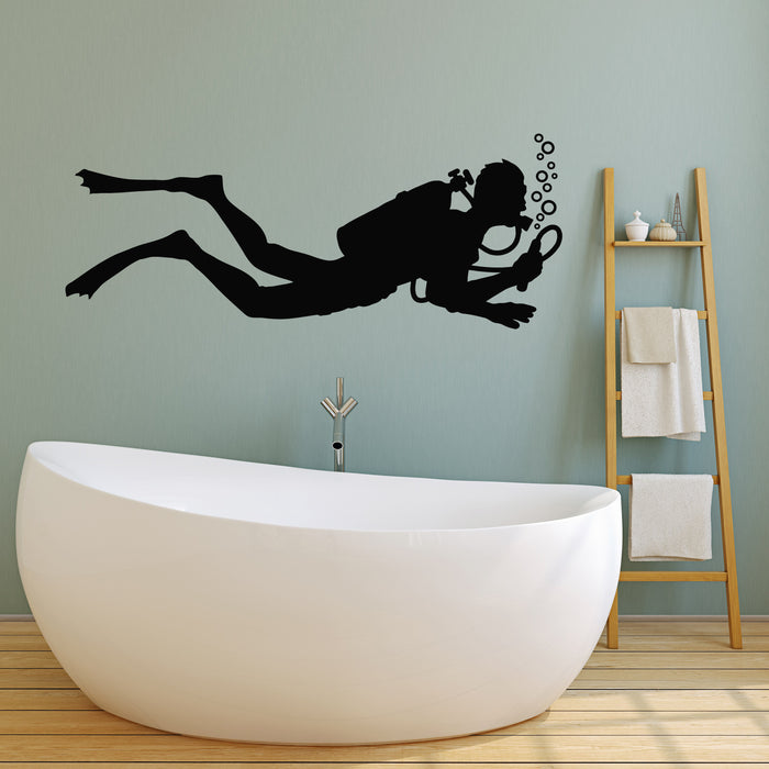 Vinyl Wall Decal Diving Club Extreme Sport Scuba Diver Underwater Swimming Stickers Mural (g604)