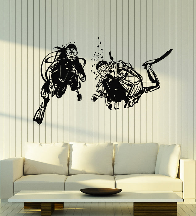 Vinyl Wall Decal Divers Ocean Decor Scuba Diving Suit Extreme Sport Stickers Mural (g2514)