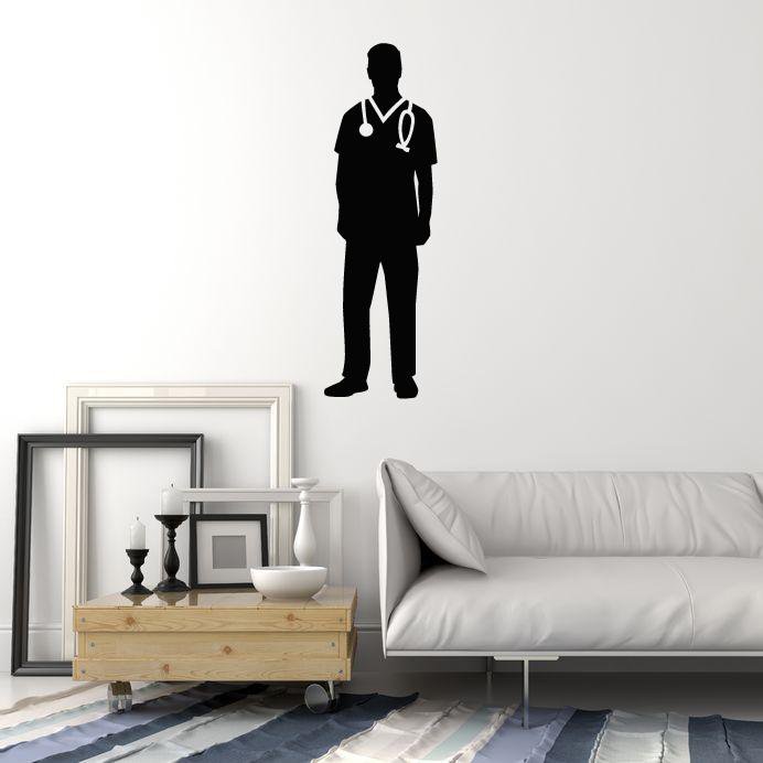 Vinyl Wall Decal Doctor Silhouette Hospital Clinic Medical Room Art Stickers Mural (ig5534)