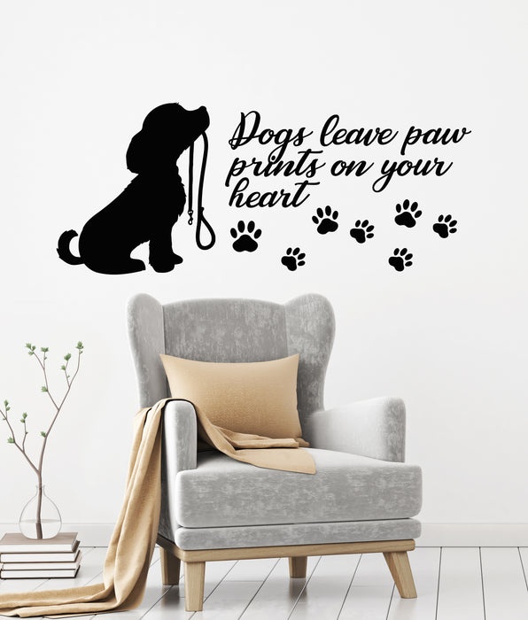 Vinyl Wall Decal Dog Lover Puppy Quote Saying Paw Prints Animal Pet Grooming Stickers Mural (ig6203)