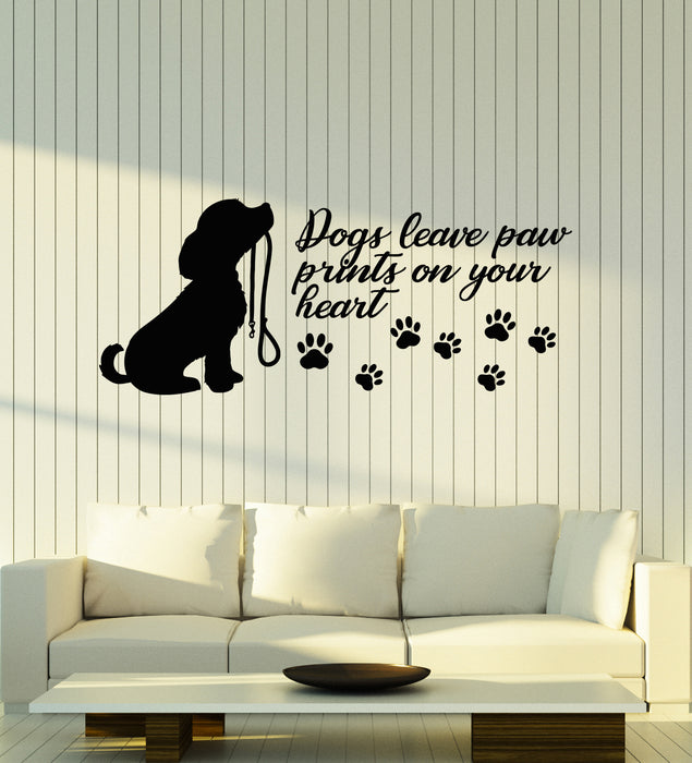 Vinyl Wall Decal Dog Lover Puppy Quote Saying Paw Prints Animal Pet Grooming Stickers Mural (ig6203)