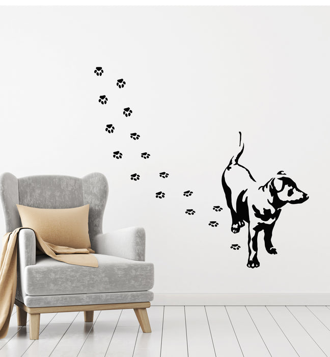 Vinyl Wall Decal Dog Pets Traces Puppy Animals House Sticker Mural (g149)