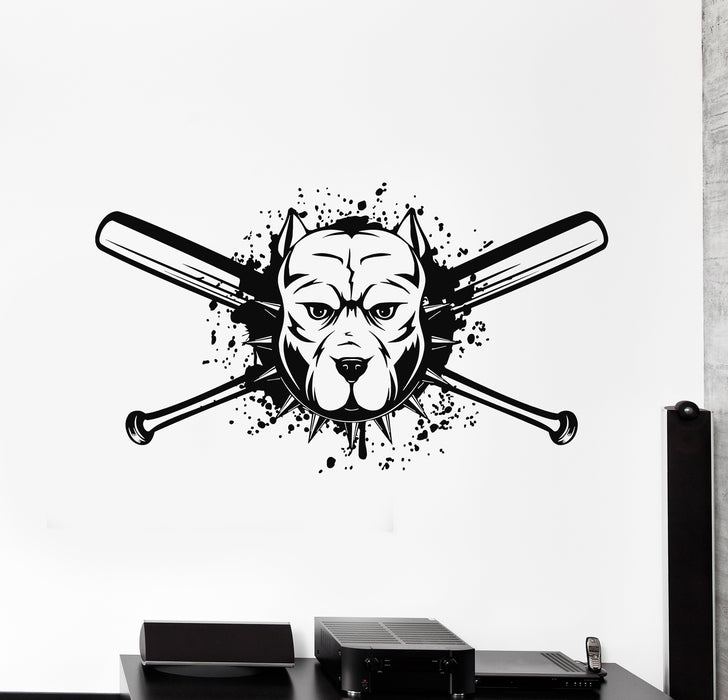 Vinyl Wall Decal Angry Dog Baseball Bat Patrol Garage Decor Stickers Mural (g2185)