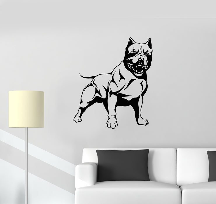 Vinyl Wall Decal Security Dog Pit Bull Animal Beast Pet Stickers Mural (g642)