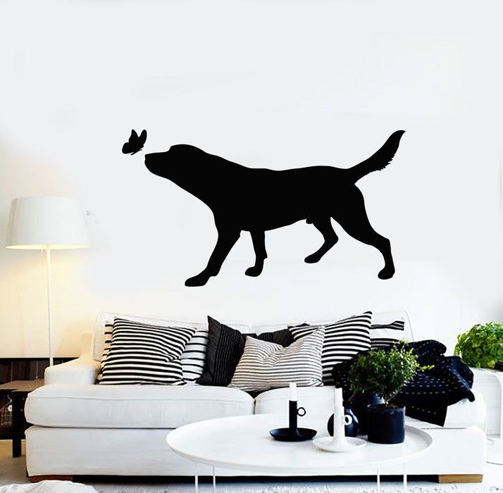 Vinyl Wall Decal Pets House Animals Care Dog Butterfly Silhouette Stickers Mural (g1357)