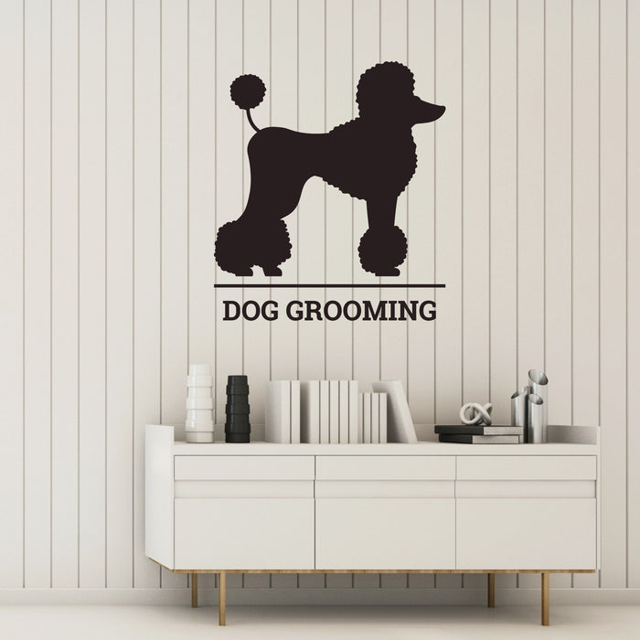 Dog Grooming Vinyl Wall Decal Pet Beauty Salon Poodle Stickers Mural (k348)