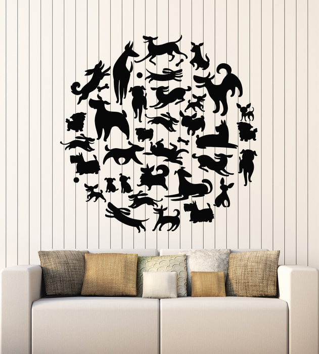 Vinyl Wall Decal Home Pets Cute Dogs Animals Nursery Decor Stickers Mural (g2224)