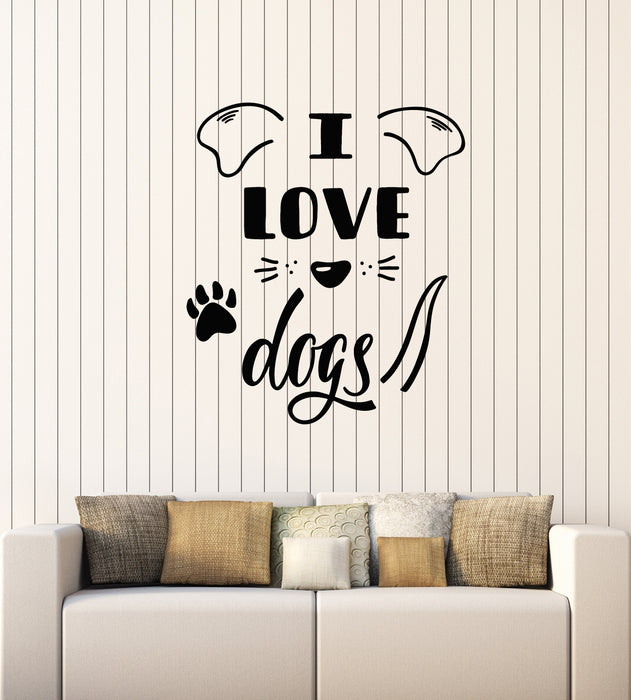 Vinyl Wall Decal Pets Friendship Animals I Love Dogs Grooming Stickers Mural (g3623)
