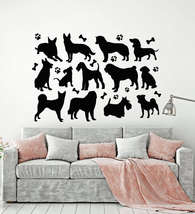 Vinyl Wall Decal Dogs Cute Pets Shop Home Animals Grooming Stickers Mural (g2924)