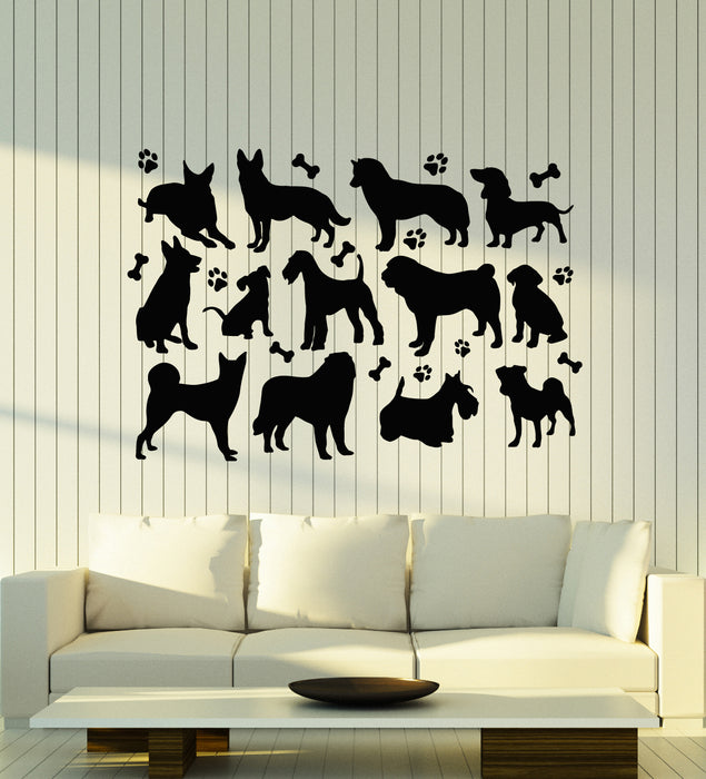 Vinyl Wall Decal Dogs Cute Pets Shop Home Animals Grooming Stickers Mural (g2924)