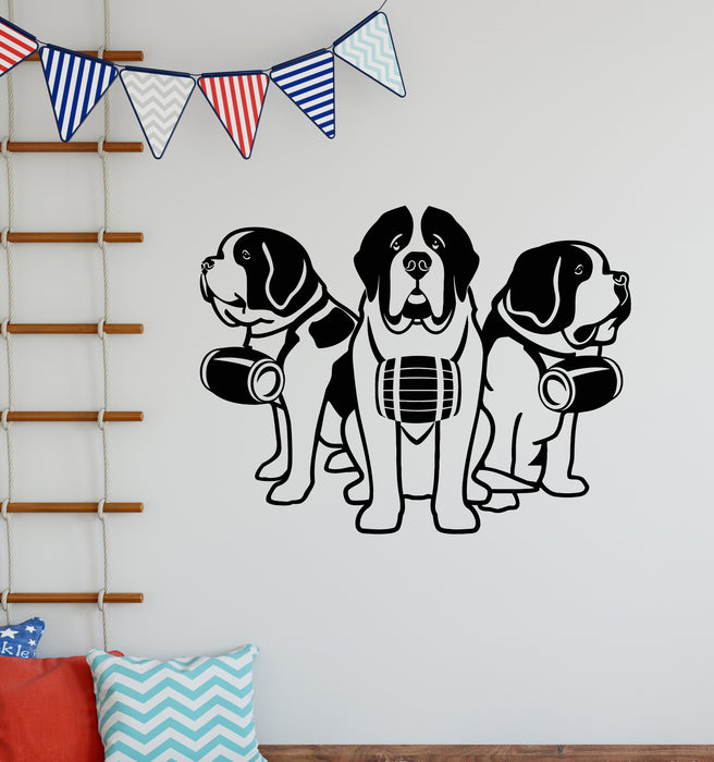 Vinyl Wall Decal Rescue Dogs Animals Pet Decor St. Bernards Stickers Mural (g6502)