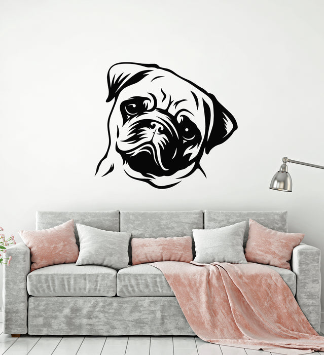 Vinyl Wall Decal Puppy Pug Dog Pet Store House Animal Stickers Mural (g3731)
