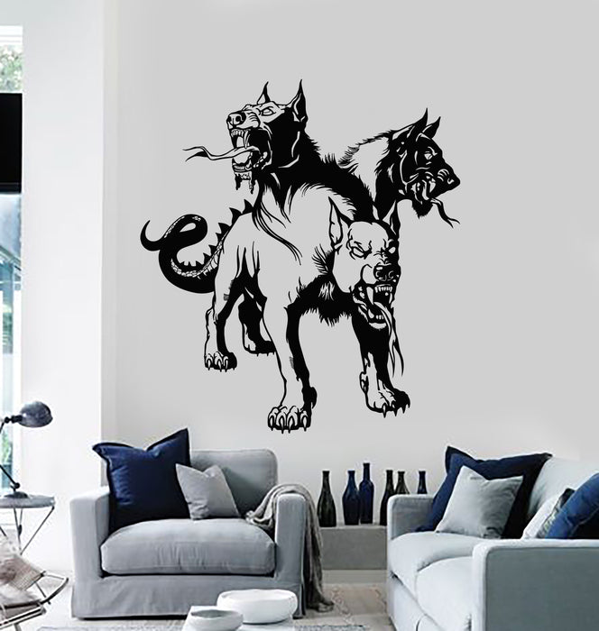 Vinyl Wall Decal Cerberus Hell Animal Three Headed Dog Myth Stickers Mural (g5939)