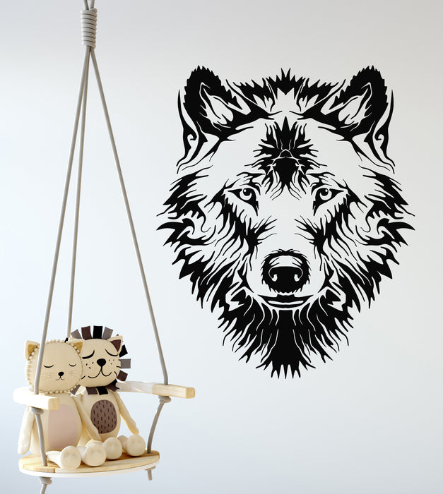 Vinyl Wall Decal Tribal Animal Wild Wolf Head Predator Decor Stickers Mural (g7601)