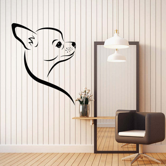 Vinyl Wall Decal Chihuahua Cute Dog Head Pets Care Decor Stickers Mural (g8447)