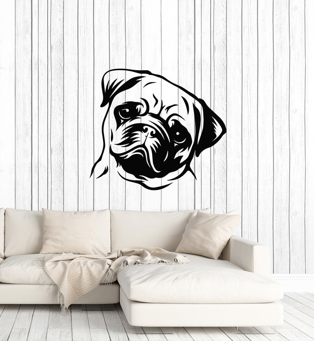 Vinyl Wall Decal Puppy Pug Dog Pet Store House Animal Stickers Mural (g3731)