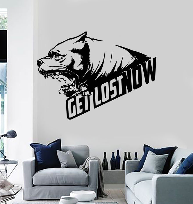 Vinyl Wall Decal Patrol Angry Dog Scary Garage Phrase Get Lost Now Stickers Mural (g4027)
