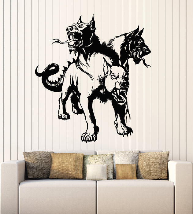 Vinyl Wall Decal Cerberus Hell Animal Three Headed Dog Myth Stickers Mural (g5939)