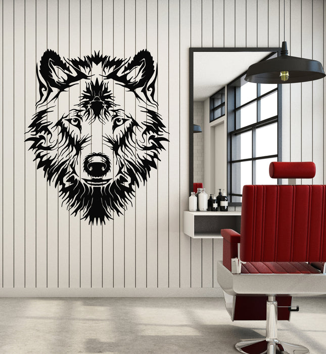 Vinyl Wall Decal Tribal Animal Wild Wolf Head Predator Decor Stickers Mural (g7601)