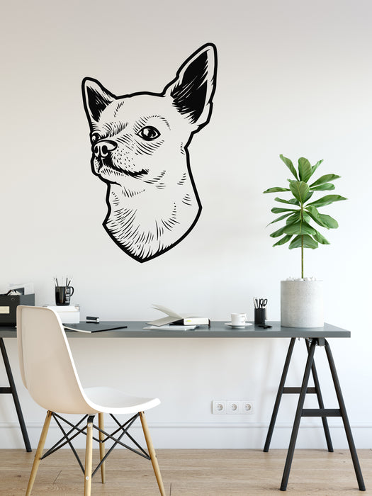 Vinyl Wall Decal Chihuahua Dog Head Pet Shop Animal Care Stickers Mural (g8213)
