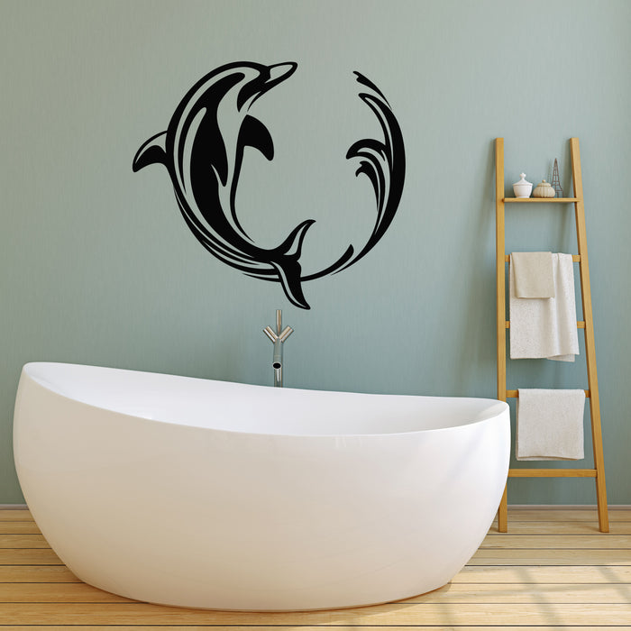 Vinyl Wall Decal Ocean Marine Bathroom Dolphin Sea Animal Stickers Mural (g4075)