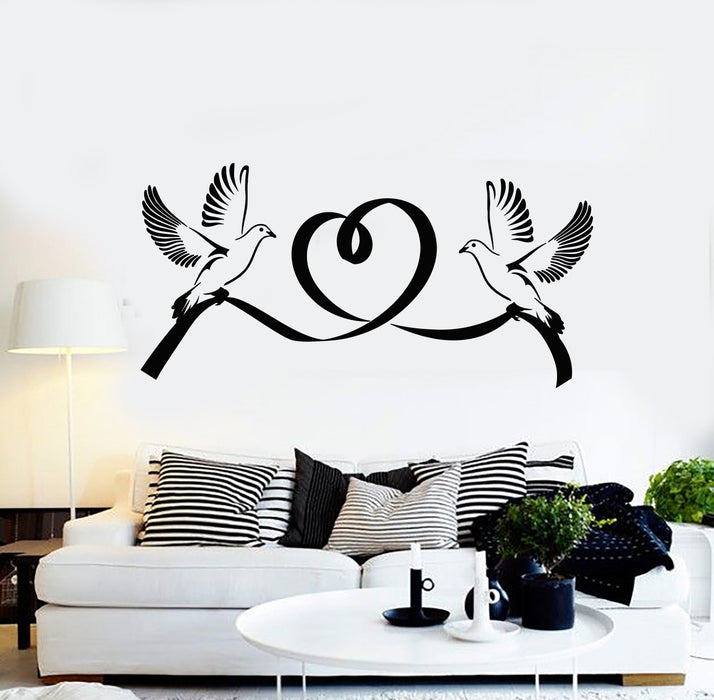 Vinyl Wall Decal Doves Bird Marriage Heart Love Romantic Stickers Mural (g812)