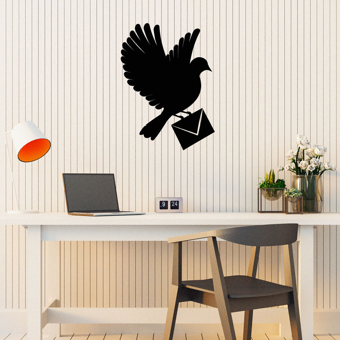 Vinyl Wall Decal White Dove Letter Carrier Peacemaker Bird Fly Stickers Mural (g8164)
