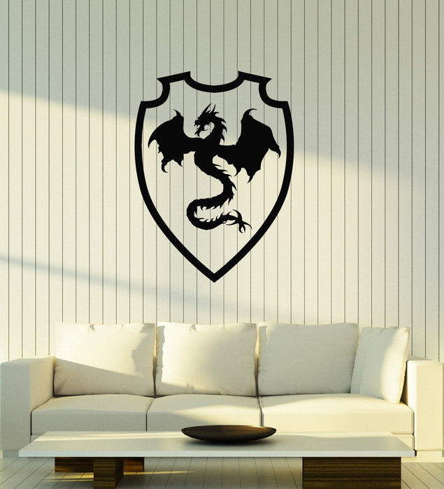 Vinyl Wall Decal Heraldic Shield Dragon Knight Middle Ages Boys Room Interior Stickers Mural (ig5810)