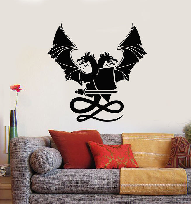 Vinyl Wall Decal Fantastic Beasts Mythology Dragon Sword Two Heads Stickers Mural (g1110)