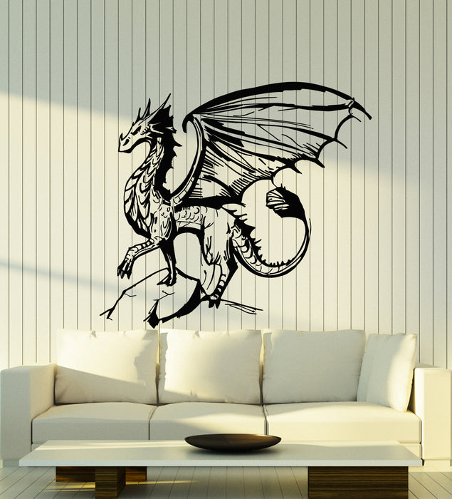 Vinyl Wall Decal Myth Dragon Fantasy Monster Animal Sketch Decor Stickers Mural (g1275)