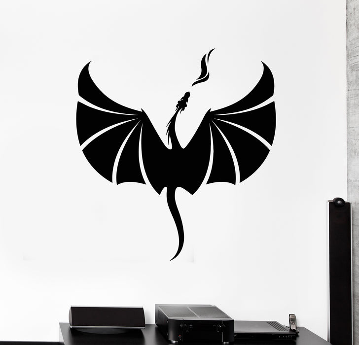Vinyl Wall Decal Dragon Abstract Art Flying Fire Fantasy Stickers Mural (g440)
